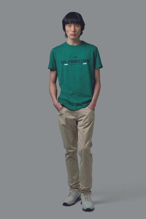 T-shirt Uomo con logo grande a contrasto Rosso LA MARTINA- Francavilla Moda