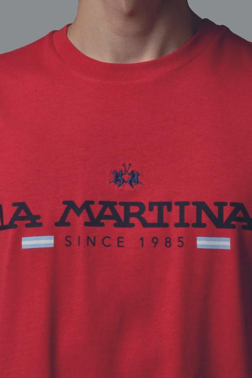 T-shirt Uomo con logo grande a contrasto Rosso LA MARTINA- Francavilla Moda