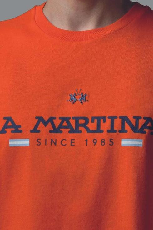 T-shirt Uomo con logo grande a contrasto Rosso LA MARTINA- Francavilla Moda