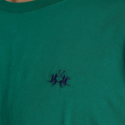 T-shirt Uomo in tinta unita con logo ricamato Verde LA MARTINA- Francavilla Moda