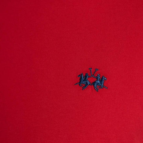 T-shirt Uomo in tinta unita con logo ricamato Rosso LA MARTINA- Francavilla Moda