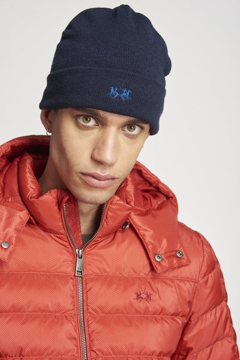 Zuccotto Unisex Beanie con logo tono su tono Blu LA MARTINA- Francavilla Moda