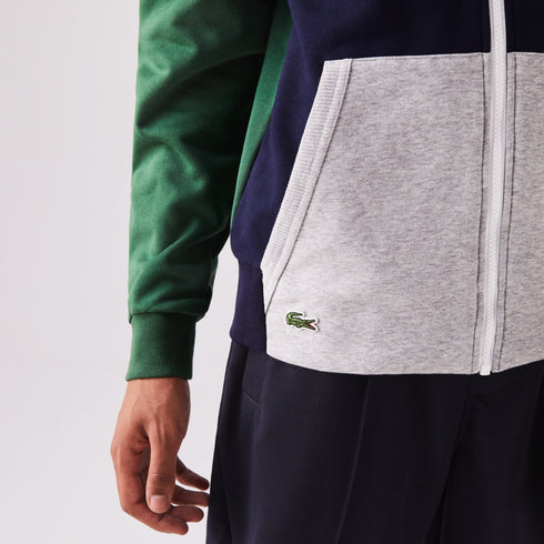 Felpa Uomo con zip Verde blu LACOSTE- Francavilla Moda