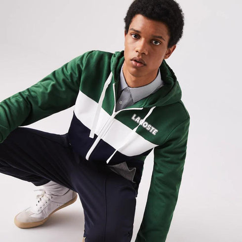 Felpa Uomo con zip Verde blu LACOSTE- Francavilla Moda