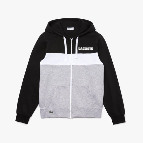 Felpa Uomo con zip Nero grigio LACOSTE- Francavilla Moda