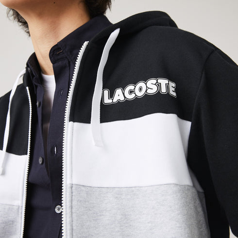 Felpa Uomo con zip Nero grigio LACOSTE- Francavilla Moda