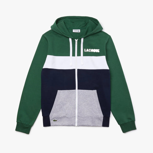 Felpa Uomo con zip Verde blu LACOSTE- Francavilla Moda