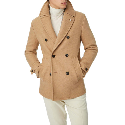 Peacoat Uomo con bottoni e tasche Beige L.B.M.- Francavilla Moda