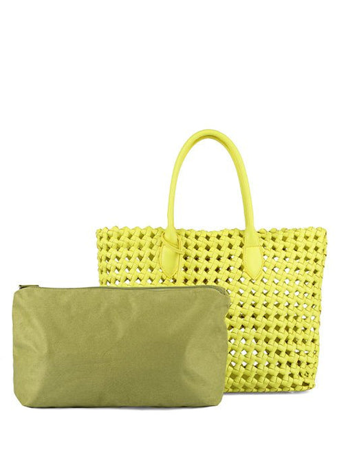 Borsa Donna Duck Bag intrecciato Lime Le Pandorine- Francavilla Moda