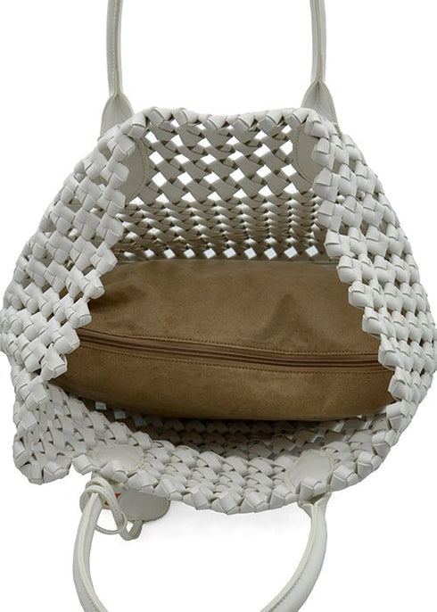 Borsa Donna Duck Bag intrecciato Bianco Le Pandorine- Francavilla Moda