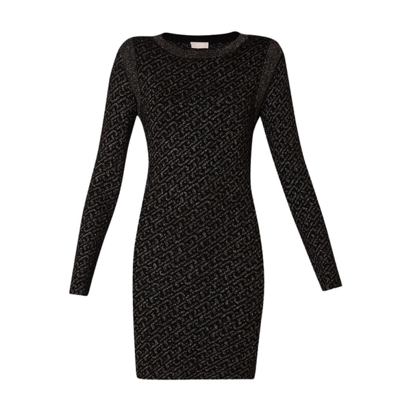 Abito corto Donna in maglia lurex logo all over Nero Liu Jo- Francavilla Moda