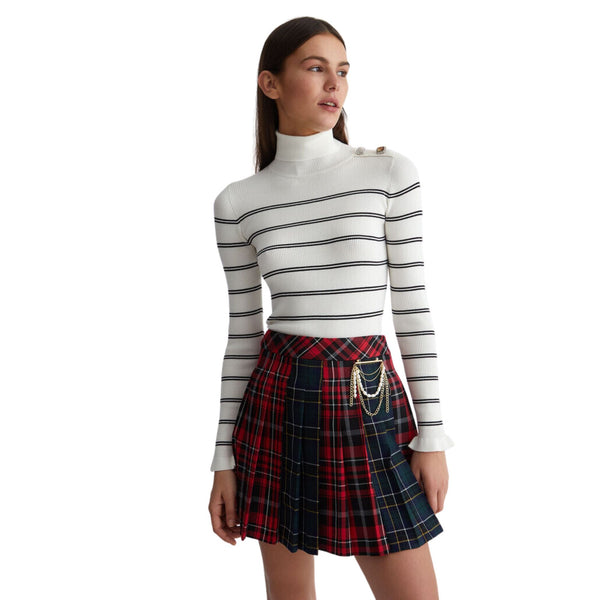 Maglia Donna a collo alto con righe Bianco Liu Jo- Francavilla Moda