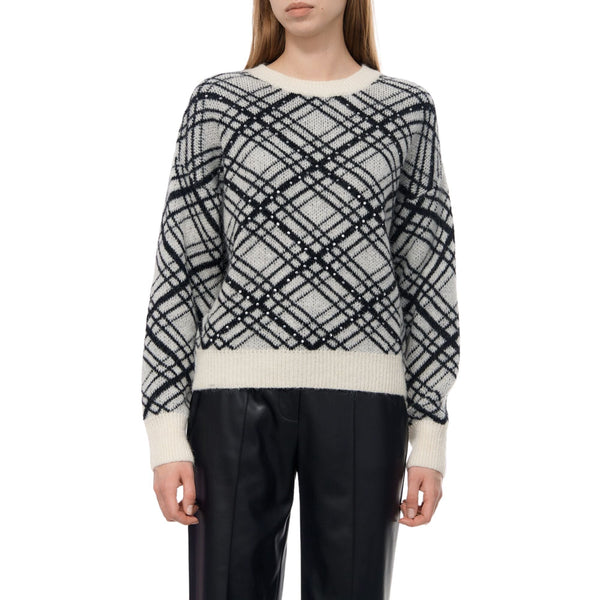 Maglia Donna a girocollo con strass Bianco Liu Jo- Francavilla Moda