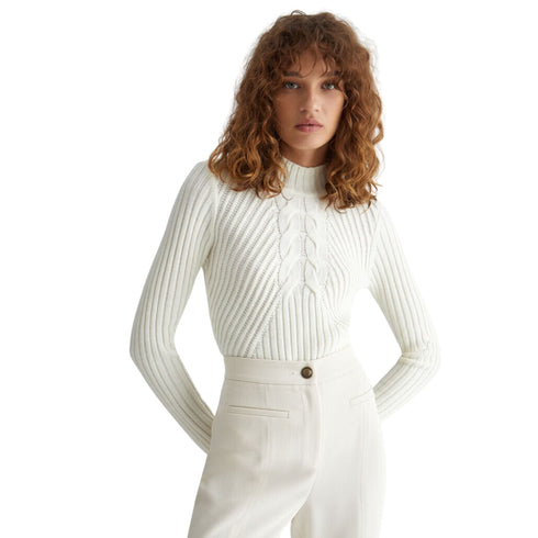 Maglia Donna con ricamo a coste Panna Liu Jo- Francavilla Moda