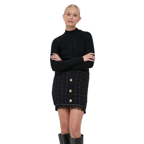 Maglia Donna con ricamo a coste Nero Liu Jo- Francavilla Moda