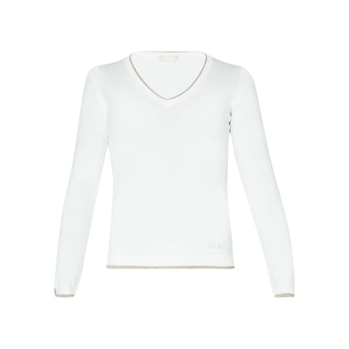 Liu Jo Maglia Maglia Donna con scollo a V in lurex Bianco - Francavilla Moda