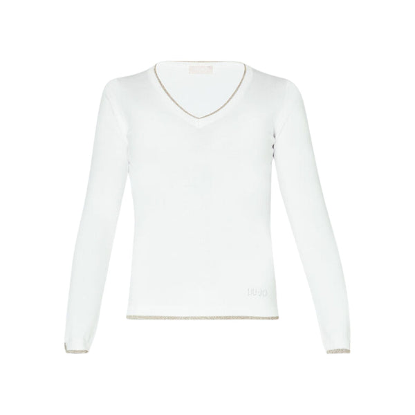 Liu Jo Maglia Maglia Donna con scollo a V in lurex Bianco - Francavilla Moda