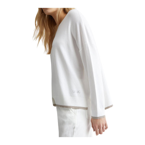 Liu Jo Pullover Maglia Donna con spacco frontale Bianco - Francavilla Moda