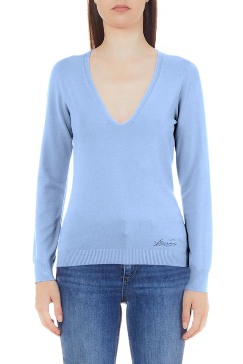 Maglia Donna in viscosa con scollo a V Celeste Liu Jo- Francavilla Moda