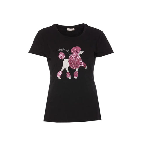 Liu Jo T-shirt T-shirt Donna con paillettes frontali Nero - Francavilla Moda