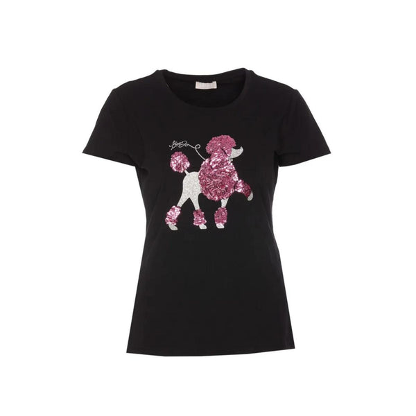 Liu Jo T-shirt T-shirt Donna con paillettes frontali Nero - Francavilla Moda