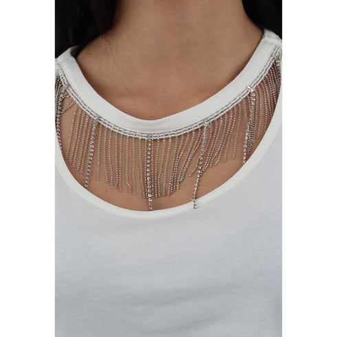 Liu Jo T-Shirt T-shirt Donna con pendenti in strass Bianco - Francavilla Moda