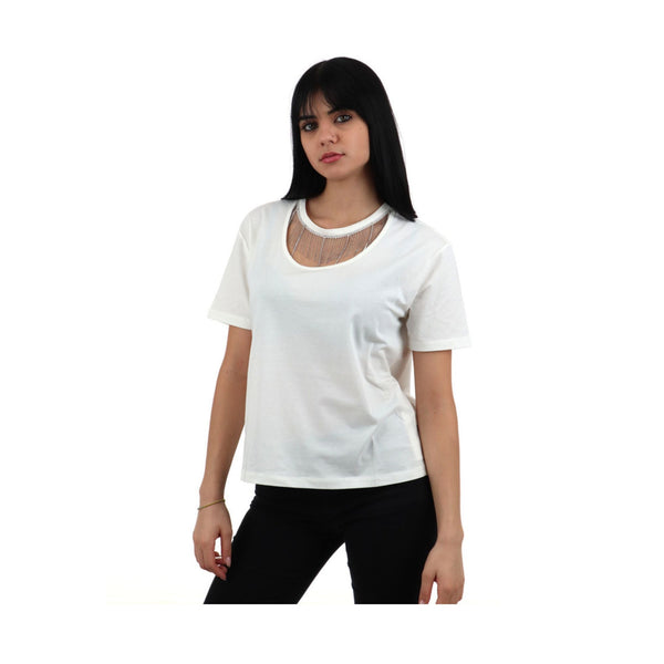 Liu Jo T-Shirt T-shirt Donna con pendenti in strass Bianco - Francavilla Moda