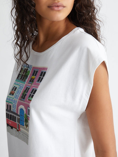 Liu Jo T-shirt T-shirt Donna con stampa di città Lisbona P24-LIU.JOMA4338J5003-N9282-XS - Francavilla Moda