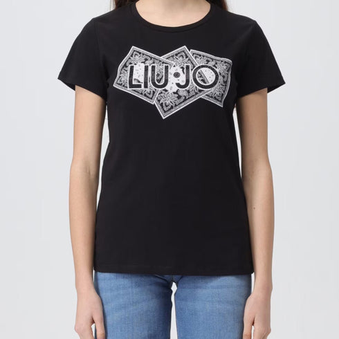 Liu Jo T-shirt T-shirt Donna con stampa e applicazioni Nero P24-LIU.JOMA4340JS923-N9370-XS - Francavilla Moda