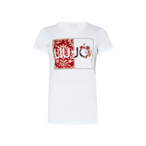 Liu Jo T-shirt T-shirt Donna con stampa e applicazioni Bianco rosso P24-LIU.JOMA4340JS923-N9335-XS - Francavilla Moda