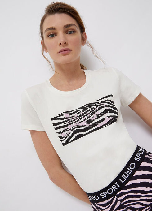 T-shirt Donna con stampa zebrata Bianco LIU JO- Francavilla Moda