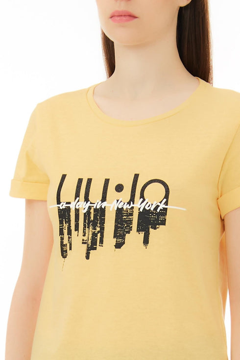 T-shirt Donna manica corta glitter Giallo Liu Jo- Francavilla Moda