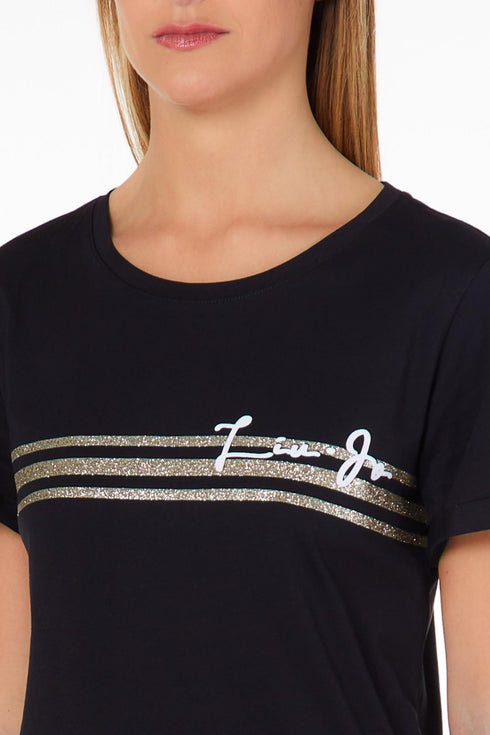 T-shirt Donna manica corta glitter Nero Liu Jo- Francavilla Moda