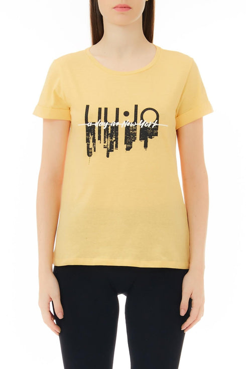 T-shirt Donna manica corta glitter Giallo Liu Jo- Francavilla Moda