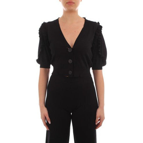 Cardigan Donna con rouches in tono Nero LIU.JO- Francavilla Moda