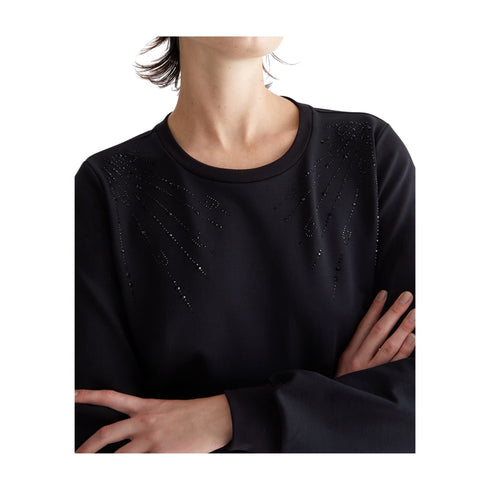 LIU.JO Felpa girocollo Felpa Donna girocollo con strass Nero - Francavilla Moda