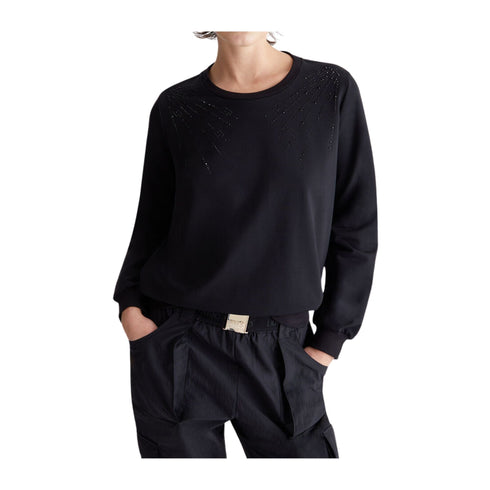 LIU.JO Felpa girocollo Felpa Donna girocollo con strass Nero - Francavilla Moda