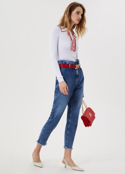 Jeans Donna UA1072D4623 a vita alta con cintura Jeans chiaro LIU.JO- Francavilla Moda