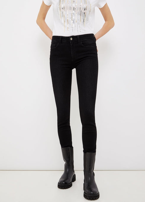 Jeans Donna UF1056D4614 new classy spacchetto con logo Nero LIU.JO- Francavilla Moda