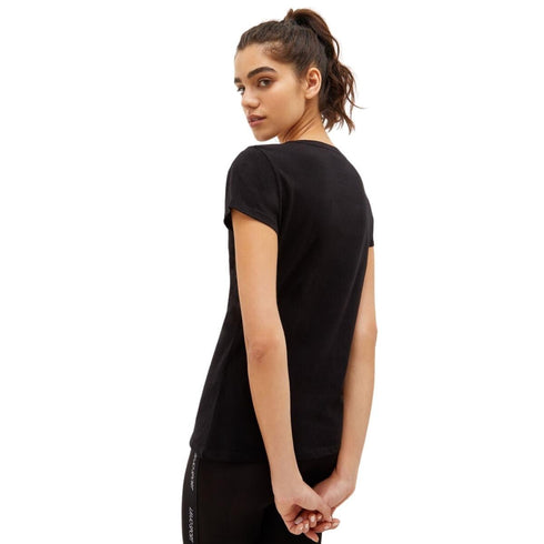 T-shirt Donna con stampa floreale con logo Nero rosa LIU.JO- Francavilla Moda