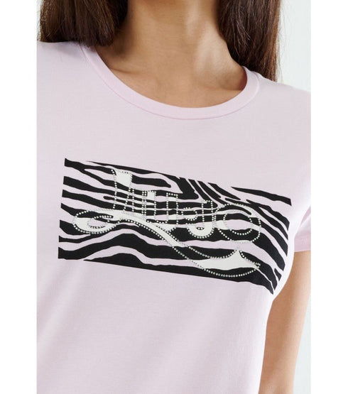 T-shirt Donna con stampa zebrata Nero rosa LIU.JO- Francavilla Moda