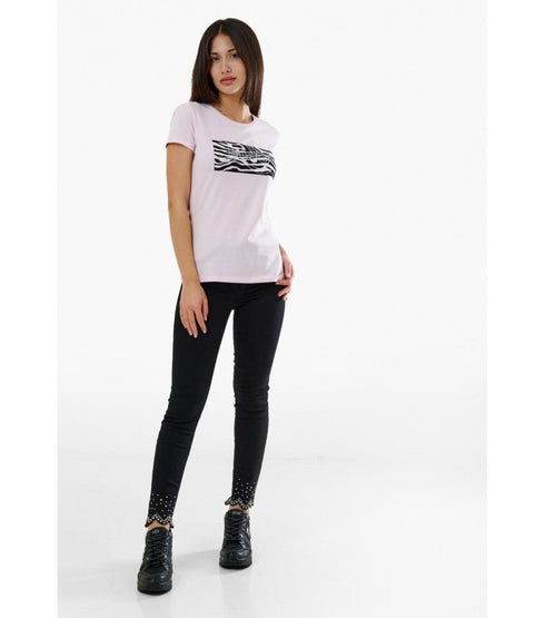 T-shirt Donna con stampa zebrata Nero rosa LIU.JO- Francavilla Moda
