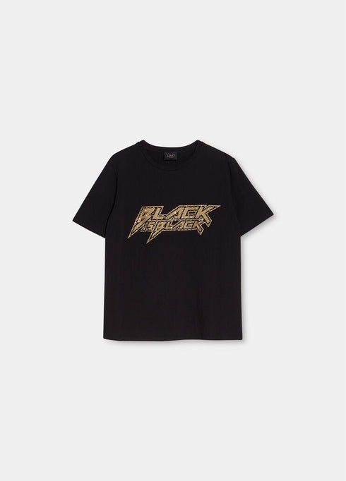 T-shirt Donna con strass e gioielli applicati Nero LIU.JO- Francavilla Moda