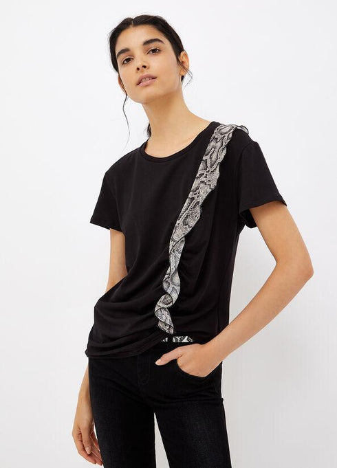 T-shirt Donna WF1013J7821 con rousce animalier Nero LIU.JO- Francavilla Moda