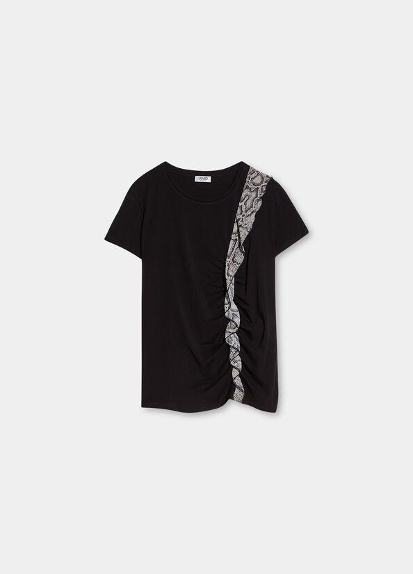 T-shirt Donna WF1013J7821 con rousce animalier Nero LIU.JO- Francavilla Moda