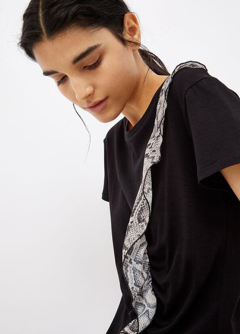 T-shirt Donna WF1013J7821 con rousce animalier Nero LIU.JO- Francavilla Moda