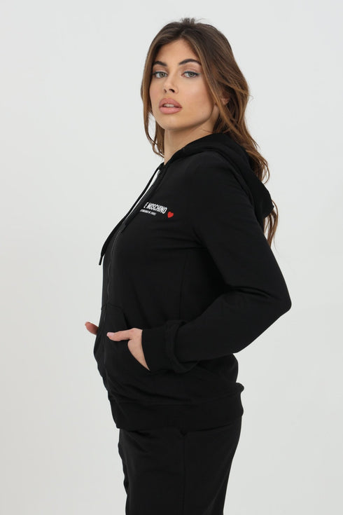 Felpa Donna W333309E2180 full zip con cappuccio Nero LOVE MOSCHINO- Francavilla Moda