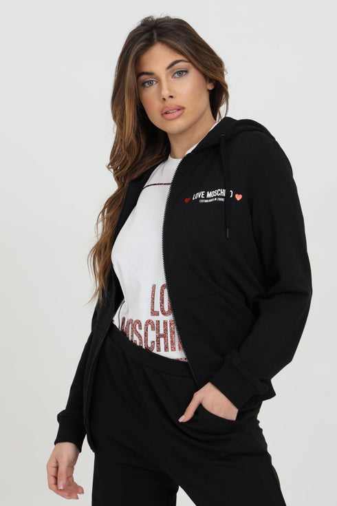 Felpa Donna W333309E2180 full zip con cappuccio Nero LOVE MOSCHINO- Francavilla Moda