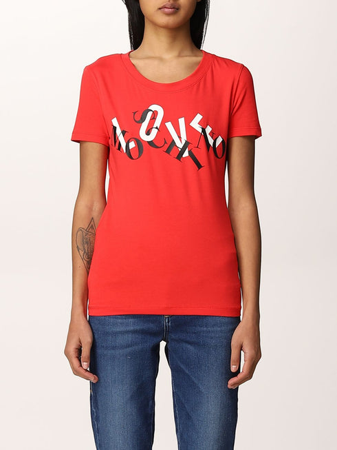 T-shirt Donna con lettering brand Rosso LOVE MOSCHINO- Francavilla Moda