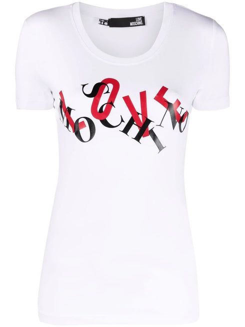 T-shirt Donna con lettering brand Bianco LOVE MOSCHINO- Francavilla Moda
